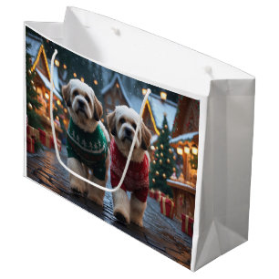 Lhasa Apso Hundar Jul Snö Högtid