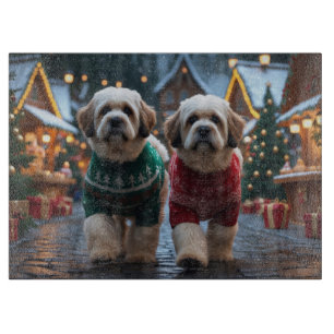 Lhasa Apso Hundar Jul Snö Holiday