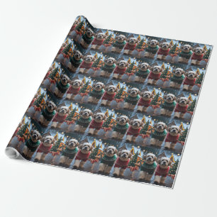 Lhasa Apso Hundar Jul Snö Semester Presentpapper