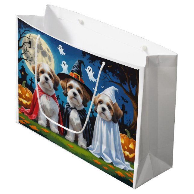 Lhasa Apso Hundar Pumpkin Halloween Funny (Framsidan Vinklad)