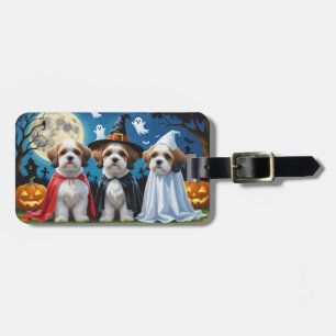 Lhasa Apso Hundar Pumpkin Halloween Funny Bagagebricka