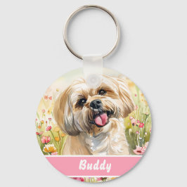 Lhasa Apso Hundmärke – Anpassad Info Nyckelring