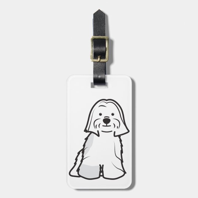 Lhasa Apso hundtecknad Bagagebricka (Vertikal Framsida)
