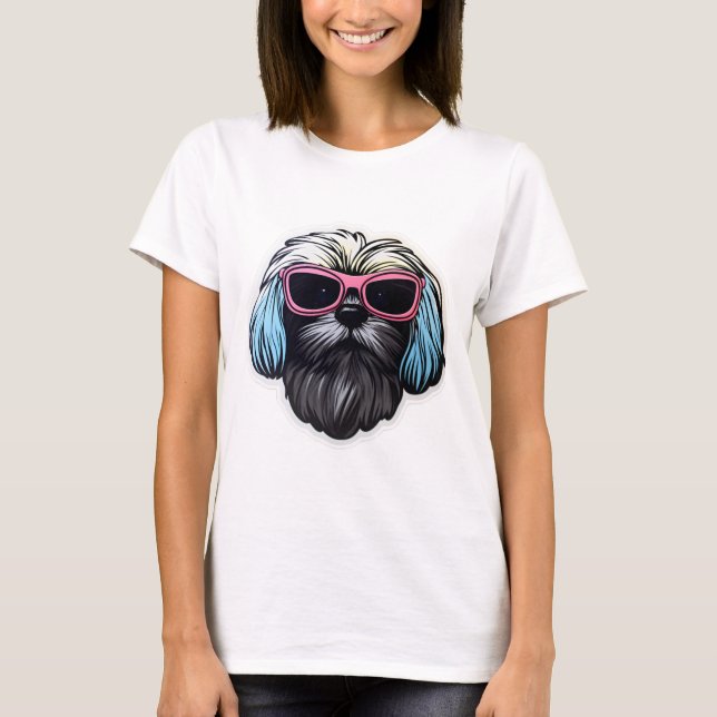 Lhasa Apso i Coola Sunglasses Classic T-Shirt (Framsida)