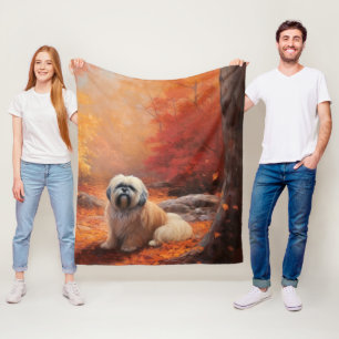 Lhasa Apso i Höst löv Fall Inspire Fleecefilt