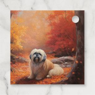 Lhasa Apso i Höst löv Fall Inspire Gåvor Etiketter