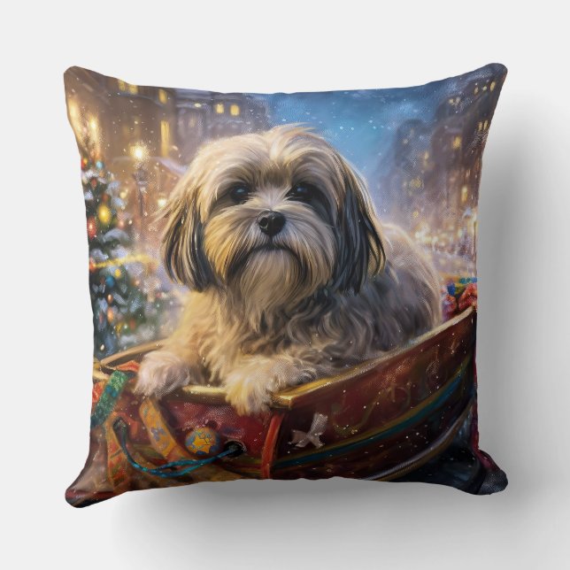 Lhasa Apso jul - högsäsong Kudde (Baksida)