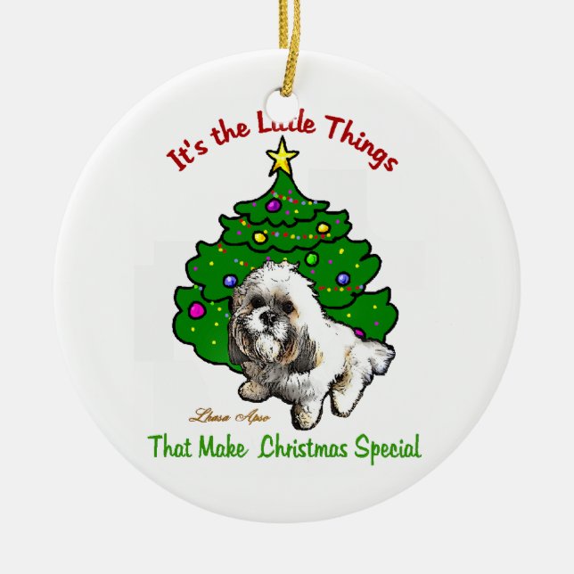 Lhasa Apso-jul Julgransprydnad Keramik (Framsidan)