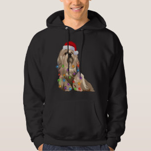 Lhasa Apso jul Ljus Julafton Hund älskare Santa H Hoodie