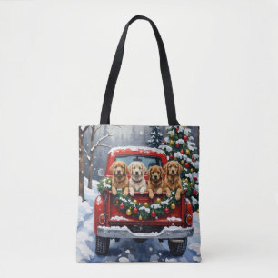Lhasa Apso jul röd lastbil semester Tygkasse