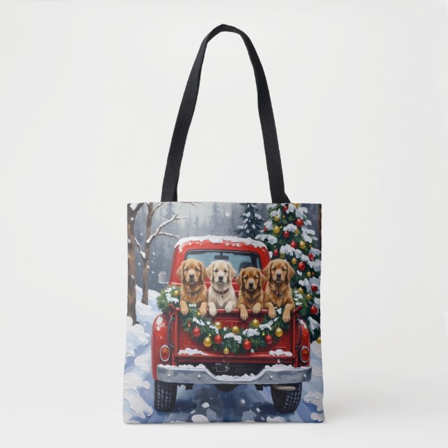 Lhasa Apso jul röd lastbil semester Tygkasse (Framsida)