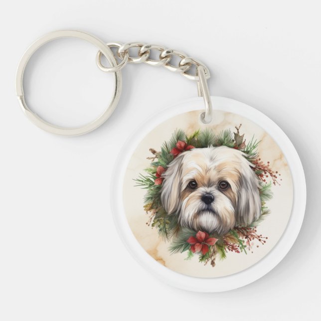 Lhasa Apso jul Utandning Festive Valp (Framsidan)