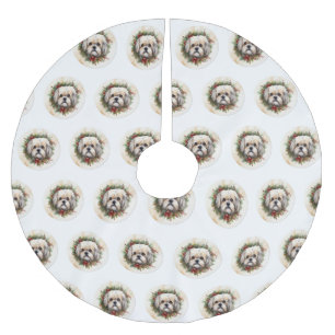 Lhasa Apso jul Utandning Festive Valp Julgransmatta Borstad Polyester