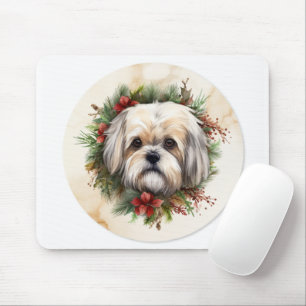 Lhasa Apso jul Utandning Festive Valp Musmatta
