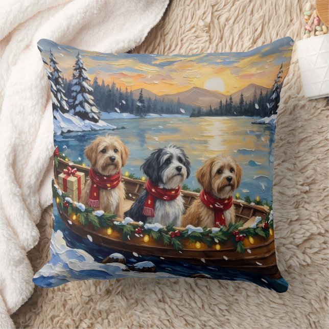 Lhasa Apso julbåt semester Kudde (Filt)