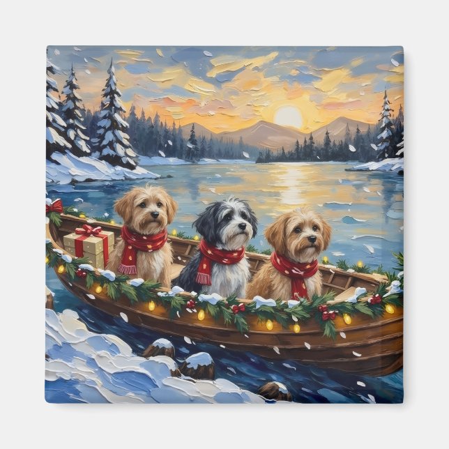 Lhasa Apso julbåt semester Magnet (Framsidan)