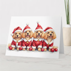 Lhasa Apso julklänning tomtehatt Kort