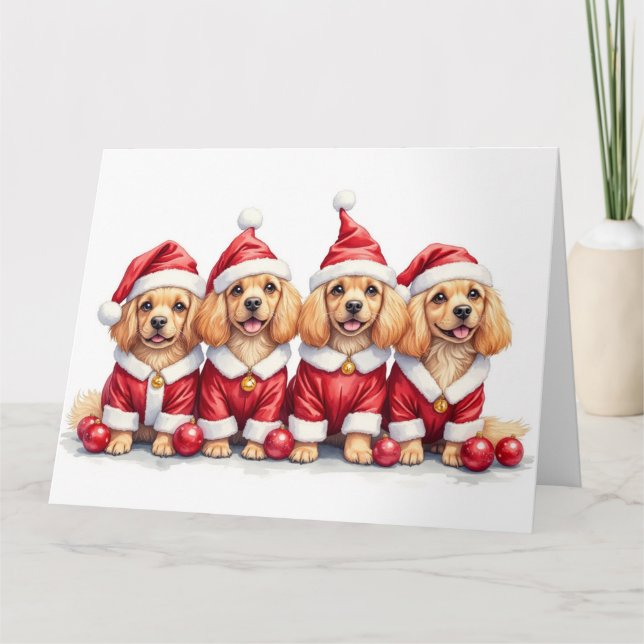 Lhasa Apso julklänning tomtehatt Kort (Framsida)