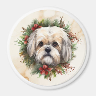 Lhasa Apso Julkrans Festlig Valp Magnet