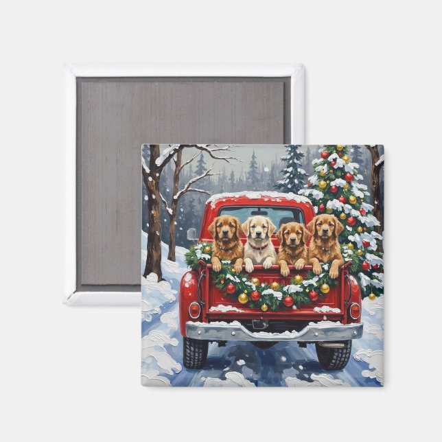 Lhasa Apso julröd lastbil högtid Magnet (Front/Back)