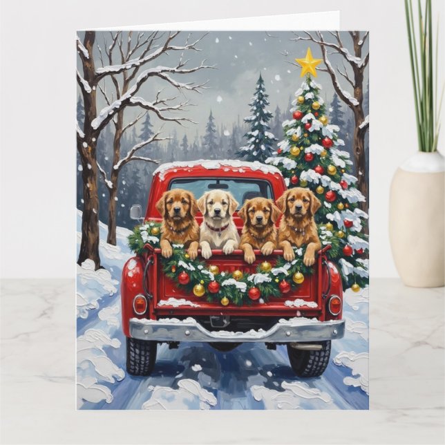 Lhasa Apso julröd lastbilshögtid Kort (Framsida)