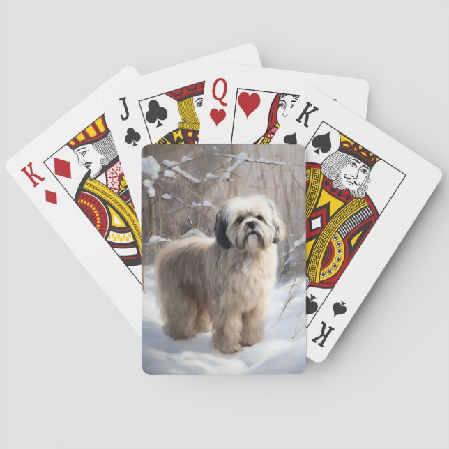 Lhasa Apso Låt det snöa jul Casinokort (Baksidan)