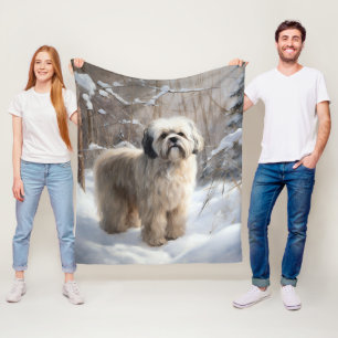 Lhasa Apso Låt det snöa jul Fleecefilt