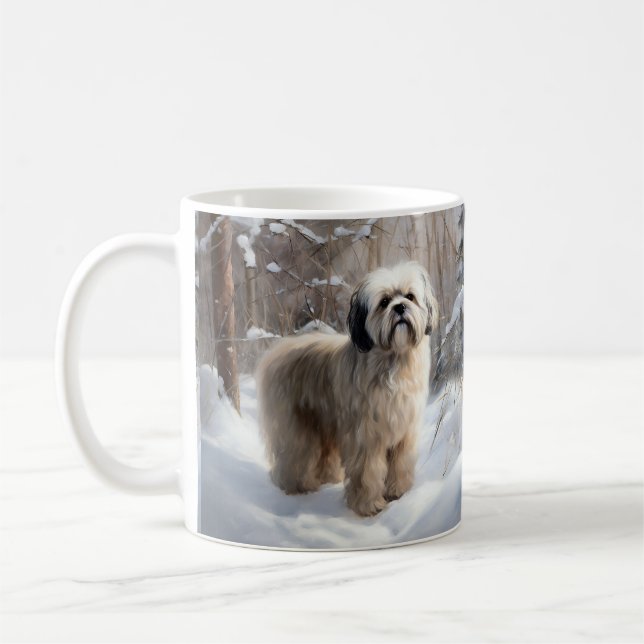 Lhasa Apso Låt det snöa jul Kaffemugg (Vänster)