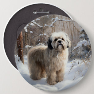 Lhasa Apso Låt det snöa jul Knapp