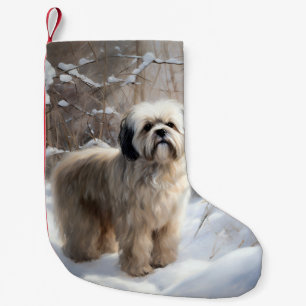 Lhasa Apso Låt det snöa jul Liten Julstrumpa