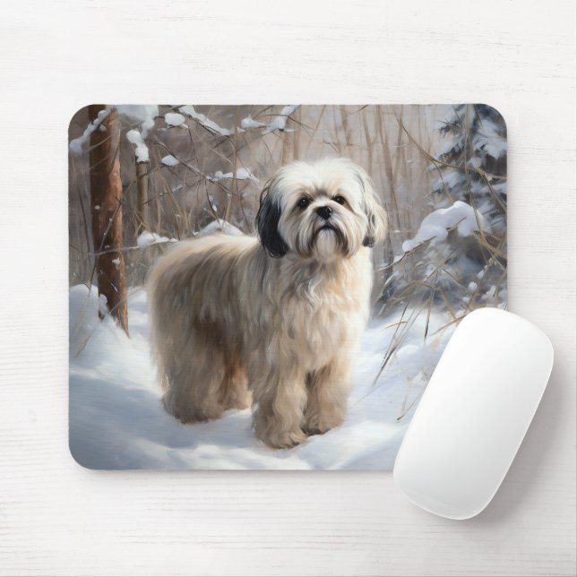 Lhasa Apso Låt det snöa jul Musmatta (Med mus)