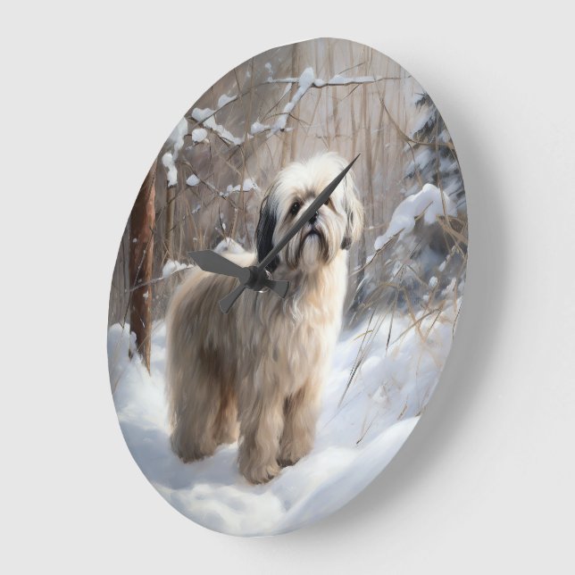 Lhasa Apso Låt det snöa jul Stor Klocka (Vinkel)