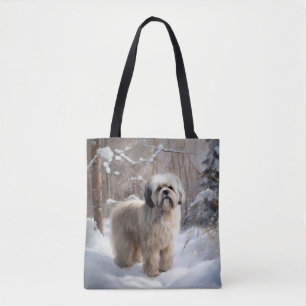 Lhasa Apso Låt det snöa jul Tygkasse