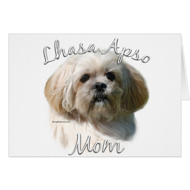 Lhasa Apso Mamma 2 Hälsningskort (Framsidan Horizontal)
