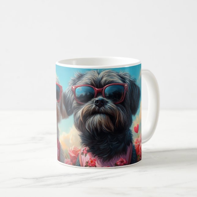 Lhasa Apso med hjärtrusor Alla hjärtans dag Kaffemugg (Framsida höger)