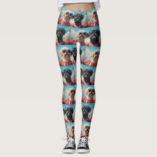 Lhasa Apso med hjärtrusor Alla hjärtans dag Leggings