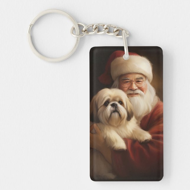 Lhasa Apso med Jultomten julafton (Framsidan)