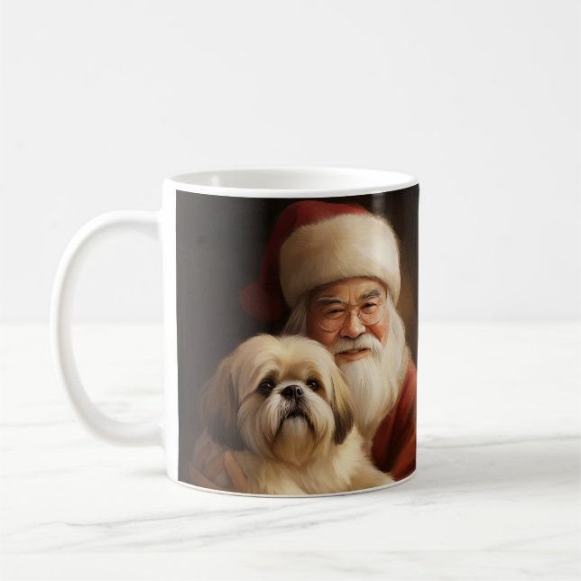 Lhasa Apso med Jultomten julafton Kaffemugg (Vänster)