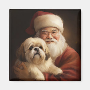 Lhasa Apso med Jultomten julafton Magnet