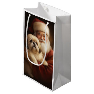 Lhasa Apso med Tomte Julfirande Julen