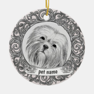 Lhasa Apso minnesornament Julgransprydnad Keramik