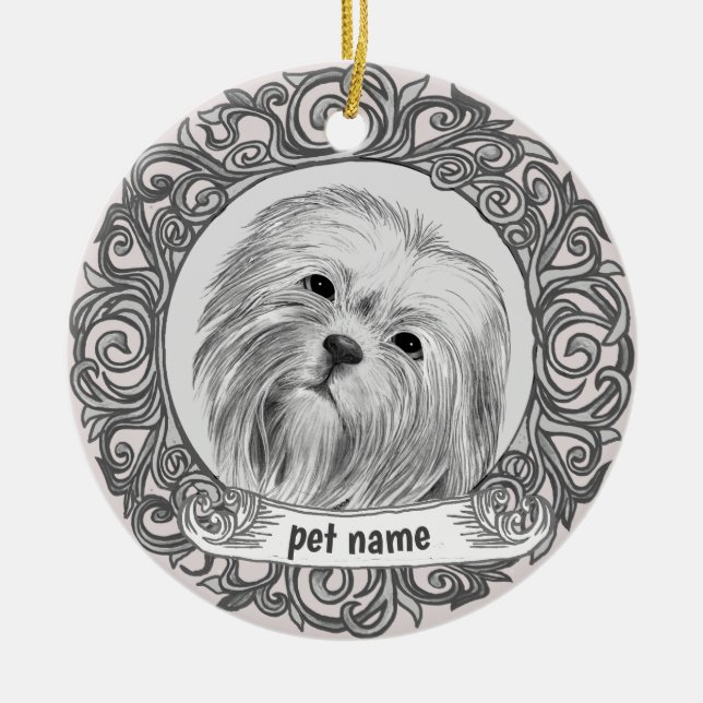 Lhasa Apso minnesornament Julgransprydnad Keramik (Framsidan)