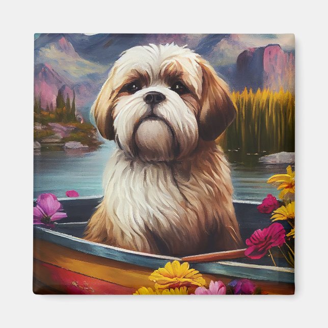 Lhasa Apso på åra: Ett naturskönt äventyr Magnet (Framsidan)