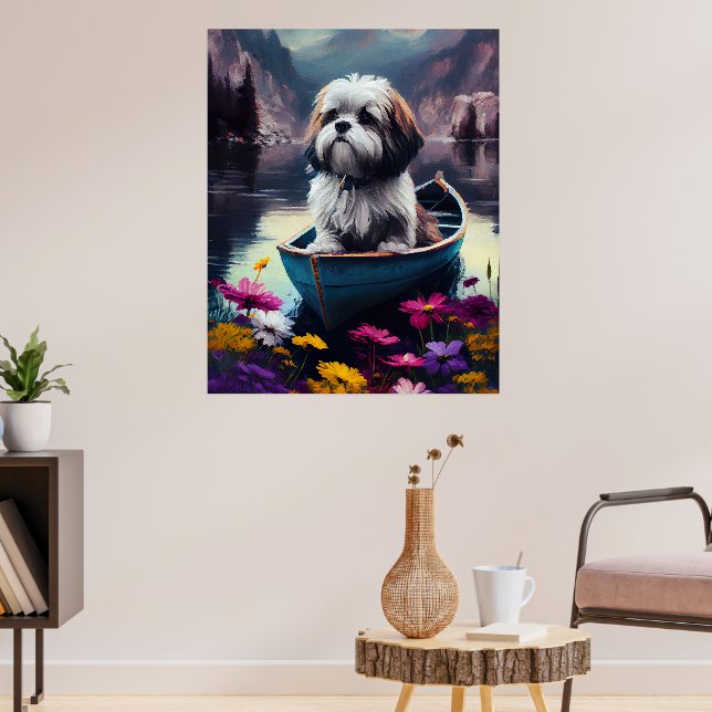 Lhasa Apso på åra: Ett naturskönt äventyr Poster (Vardagsrum 3)
