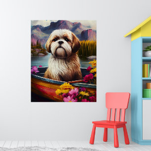 Lhasa Apso på åra: Ett naturskönt äventyr Poster