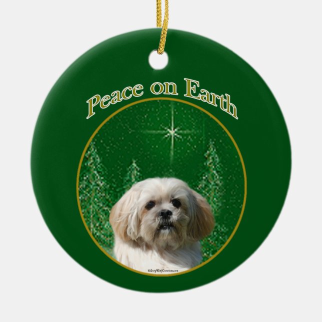 Lhasa Apso Peace Julgransprydnad Keramik (Framsidan)
