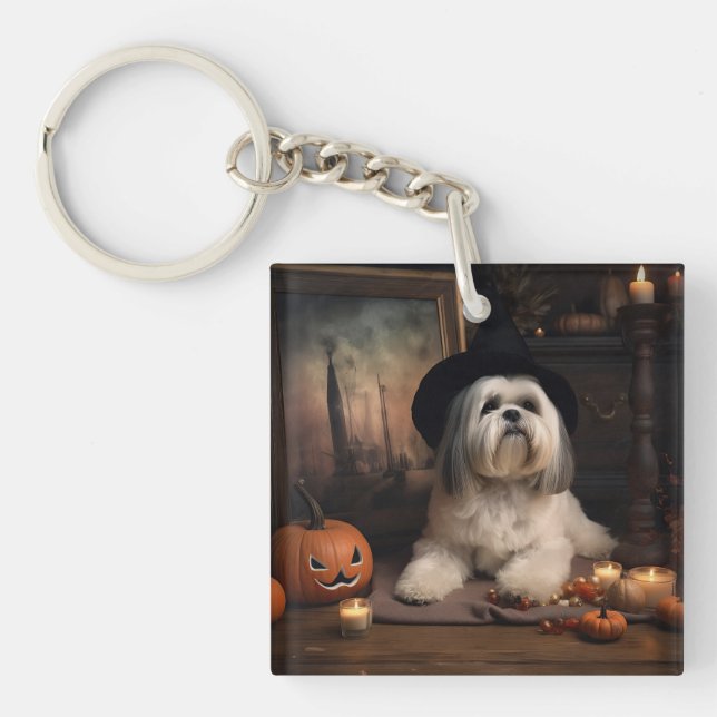 Lhasa Apso Pumpa Halloween Skräckinjagande (Framsidan)