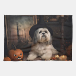 Lhasa Apso Pumpa Halloween Skräckinjagande Kökshandduk