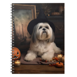Lhasa Apso Pumpkins Halloween Scary Anteckningsbok