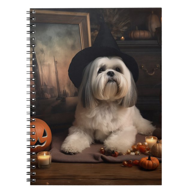 Lhasa Apso Pumpkins Halloween Scary Anteckningsbok (Framsidan)